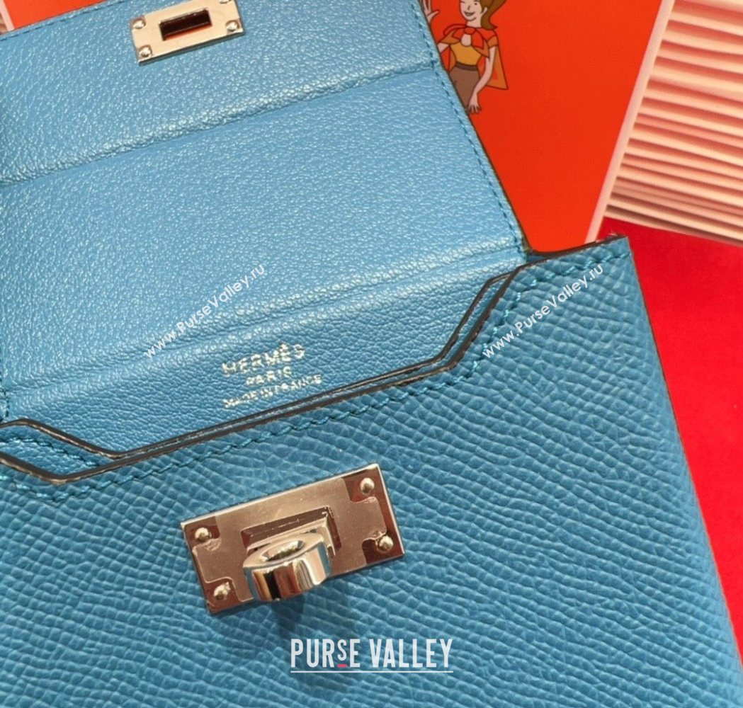 Hermes Kelly Multipocket To Go Pouch with Silver-Tone Hardware Blue 2025 (99-250618023)