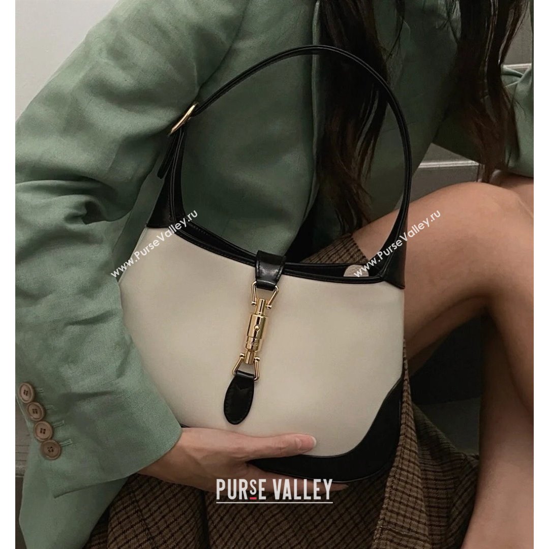 Gucci Jackie 1961 Leather Small Shoulder Bag ‎636706 White/Black 2021 (DLH-21090342)