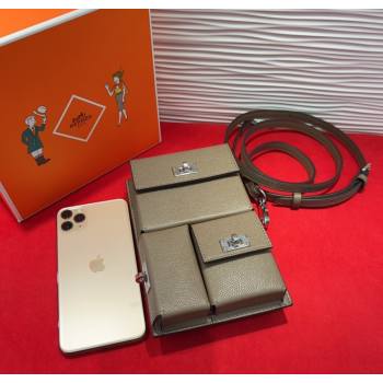 Hermes Kelly Multipocket To Go Pouch with Silver-Tone Hardware Grey 2025 (99-250618024)