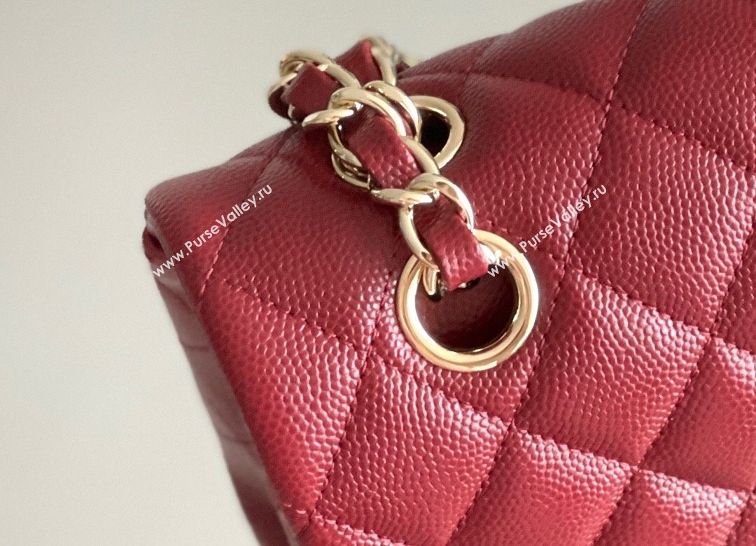 Chanel Grained Calfskin Small Classic Flap Bag A01113 Burgundy/Light Gold 2023 Original Quality (MHE-23121807)