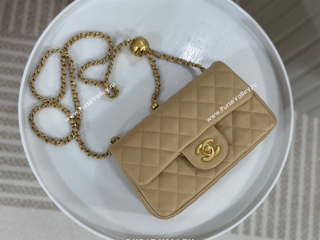 Chanel Lambskin Small Flap Bag with Metal Ball AS1787 Apricot/Gold 2024 (SM-24040205)