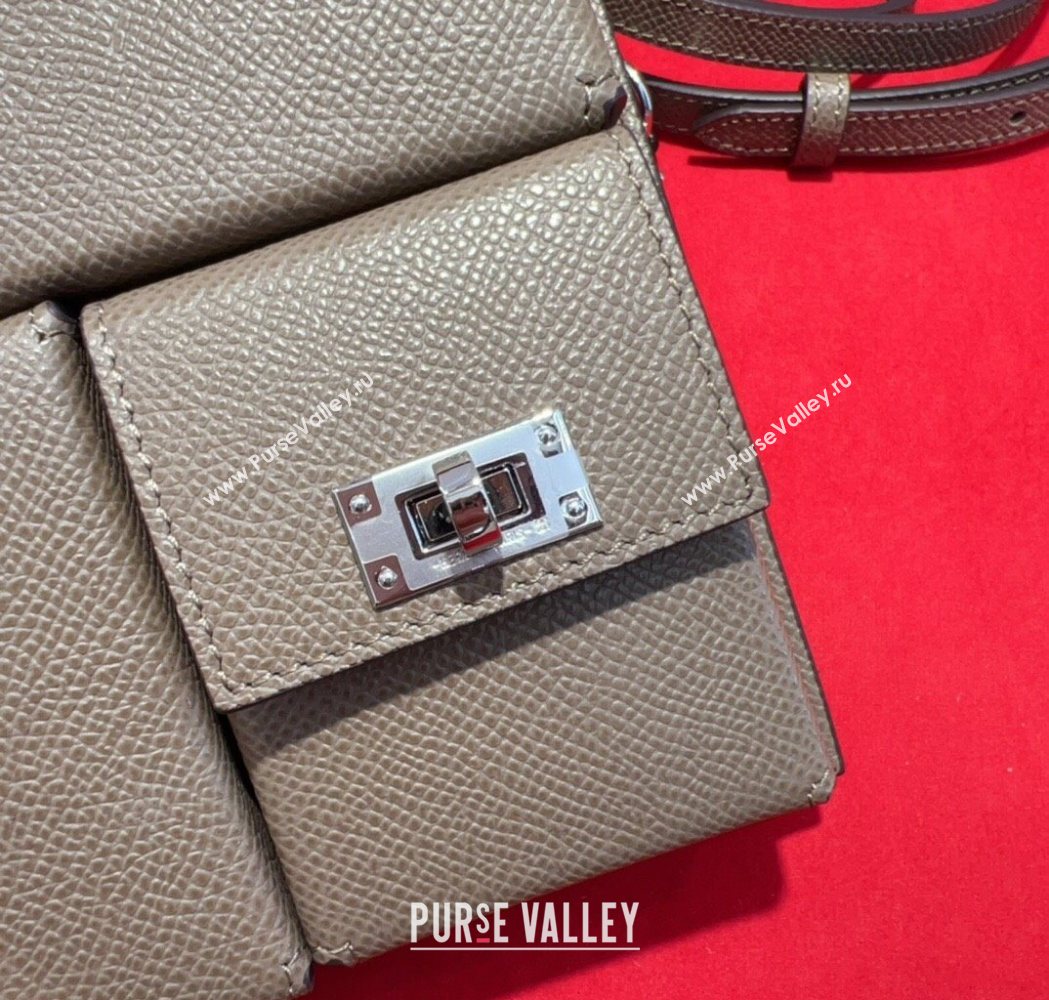 Hermes Kelly Multipocket To Go Pouch with Silver-Tone Hardware Grey 2025 (99-250618024)