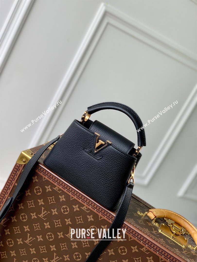 Louis Vuitton Capucines Mini Bag in Taurillon Leather M24727 Black 2024 (K-24090708)