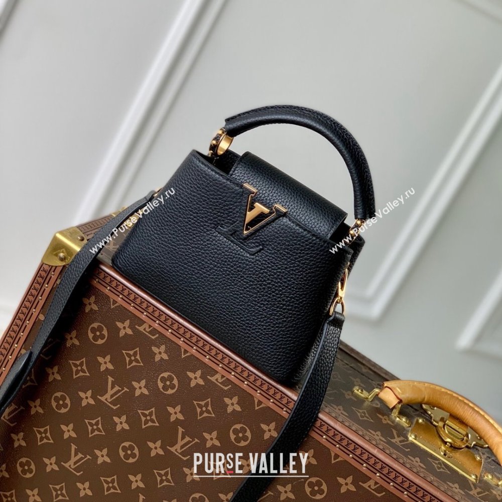 Louis Vuitton Capucines Mini Bag in Taurillon Leather M24727 Black 2024 (K-24090708)