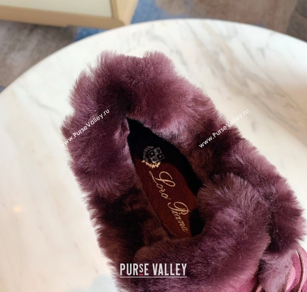 Loro Piana High Top Sneakers/Ankle Boots in Suede and Wool Fur Burgundy 2025 LP111304 (HH-251211059)