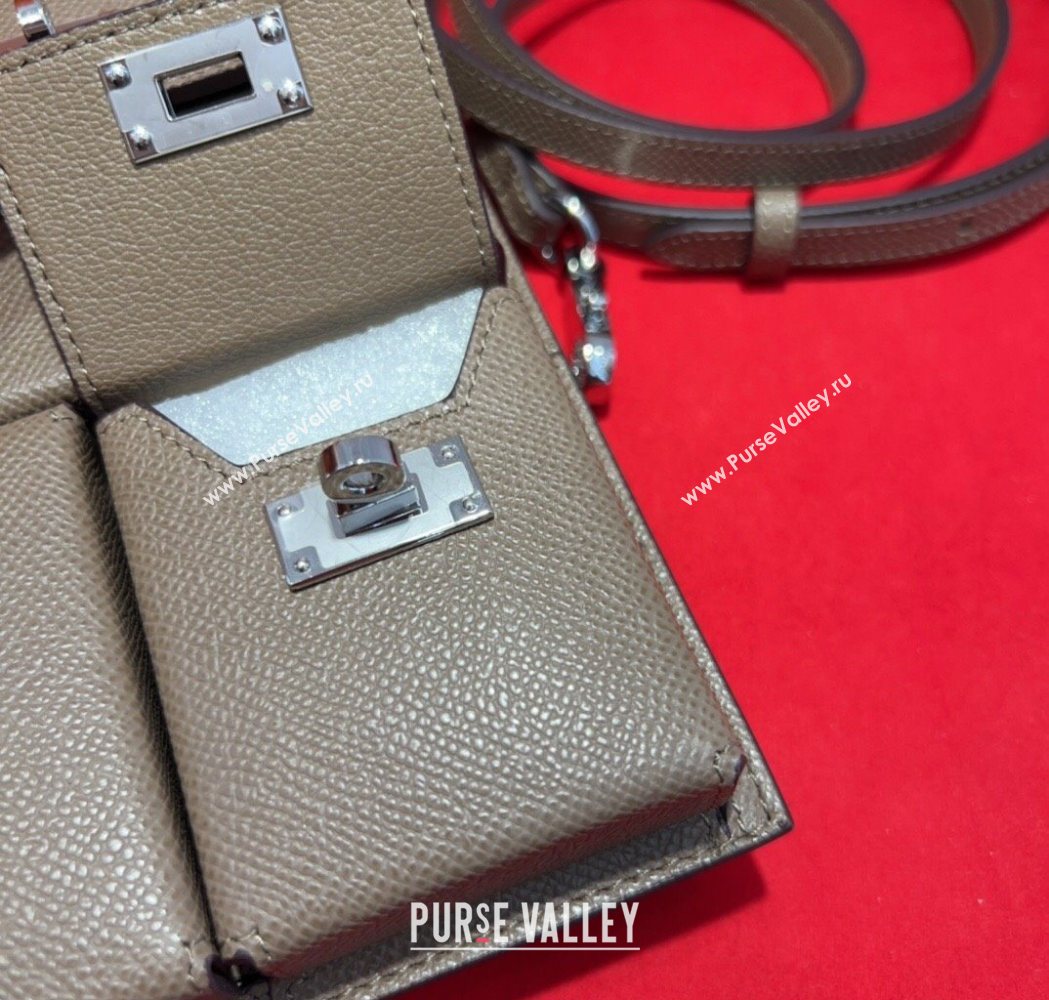 Hermes Kelly Multipocket To Go Pouch with Silver-Tone Hardware Grey 2025 (99-250618024)