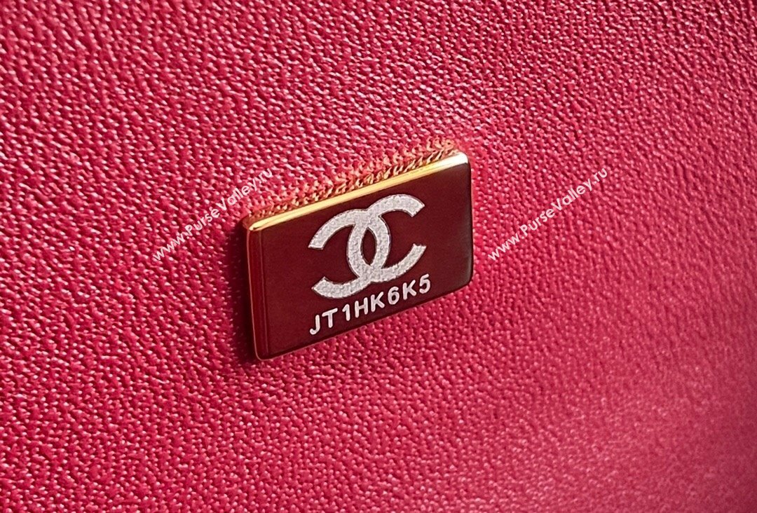 Chanel Grained Calfskin Small Classic Flap Bag A01113 Burgundy/Light Gold 2023 Original Quality (MHE-23121807)