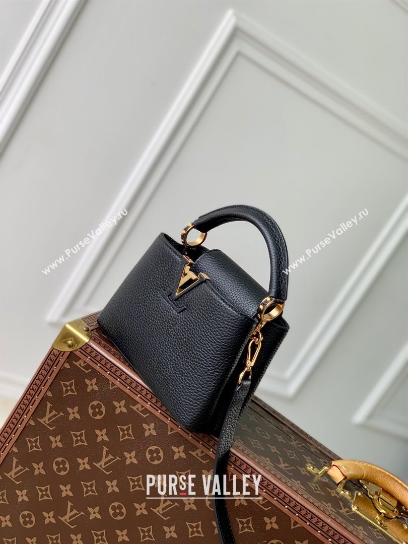 Louis Vuitton Capucines Mini Bag in Taurillon Leather M24727 Black 2024 (K-24090708)