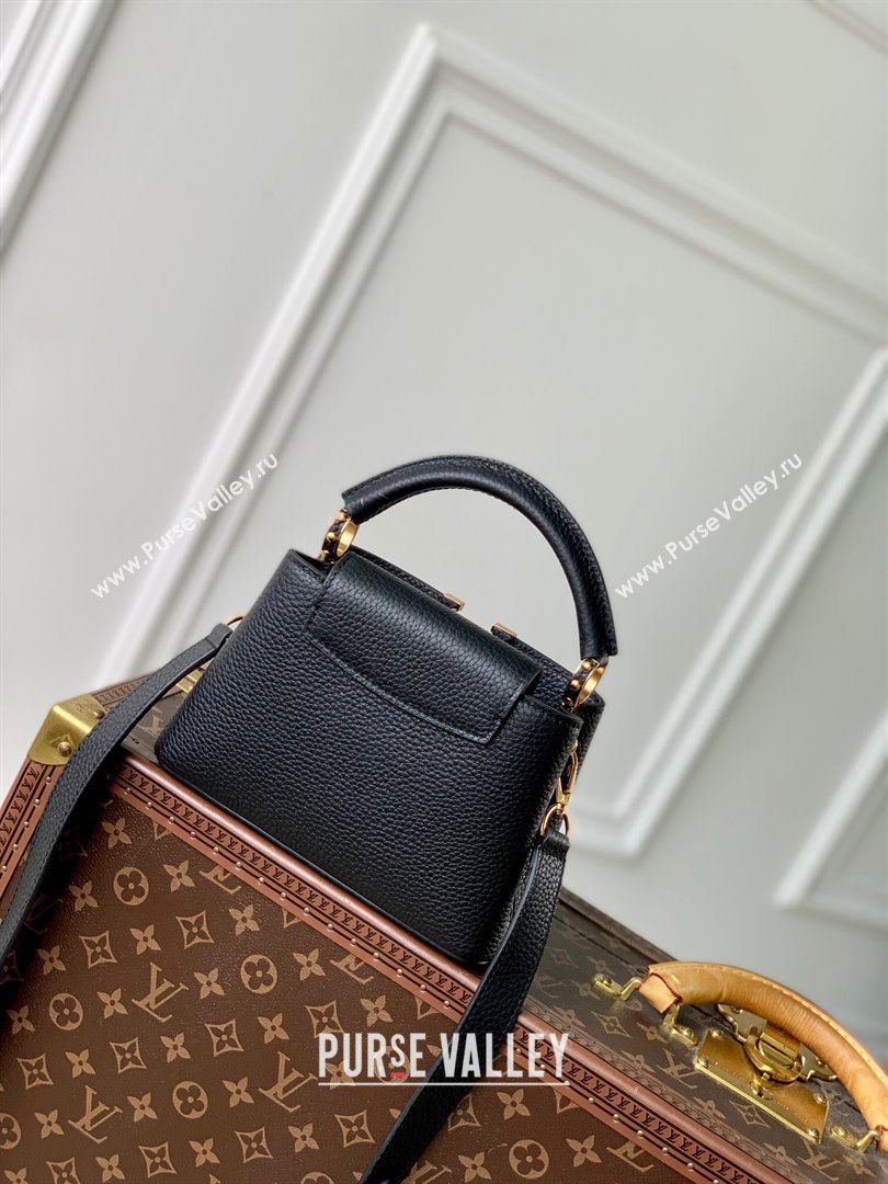 Louis Vuitton Capucines Mini Bag in Taurillon Leather M24727 Black 2024 (K-24090708)