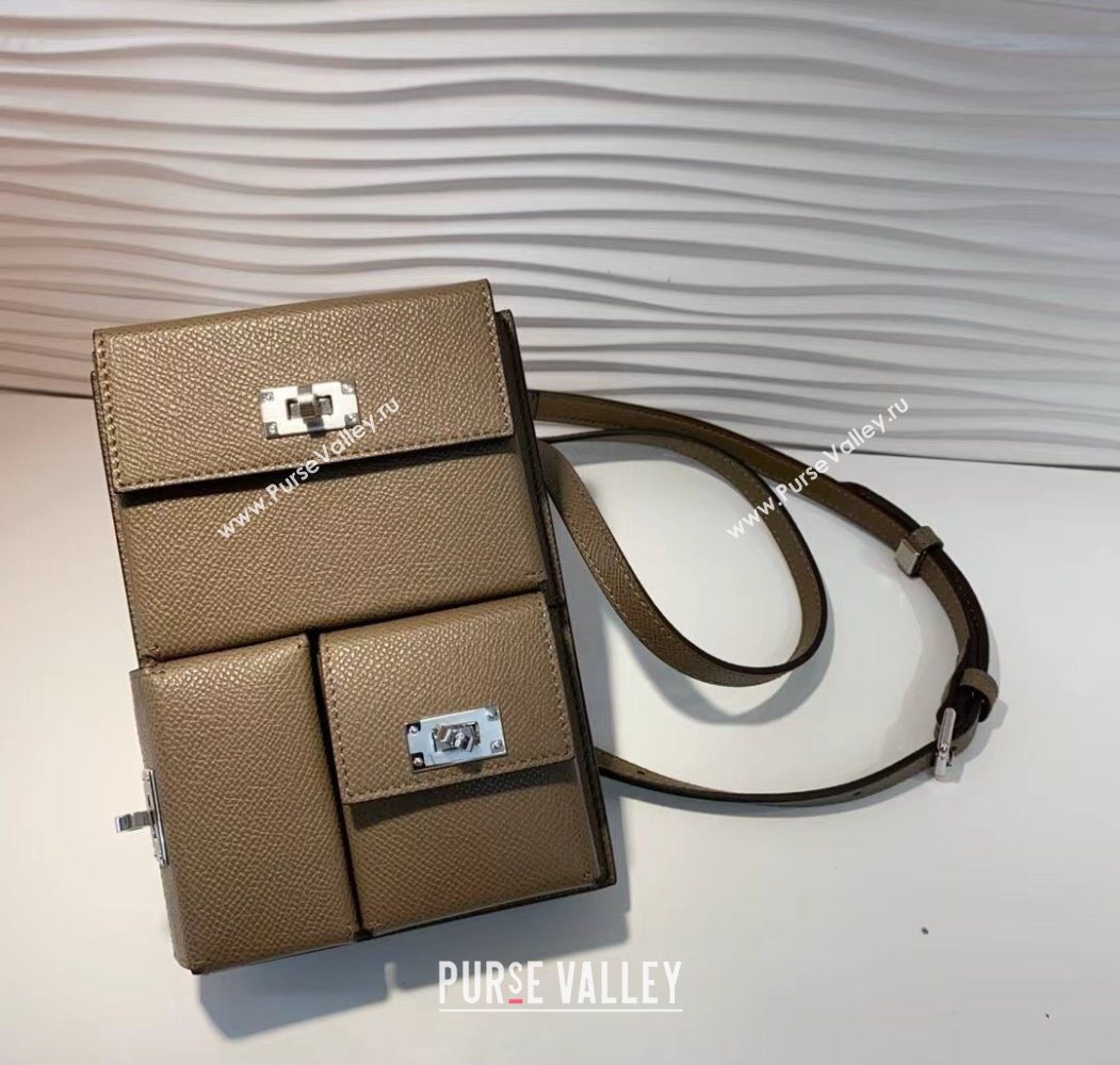 Hermes Kelly Multipocket To Go Pouch with Silver-Tone Hardware Grey 2025 (99-250618024)