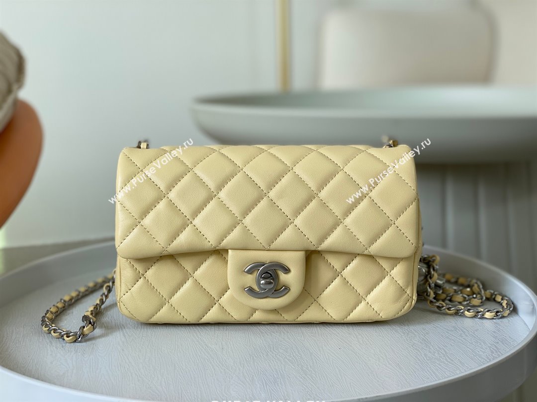 Chanel Lambskin Small Flap Bag with Metal Ball AS1787 Yellow/Silver 2024 (SM-24040206)