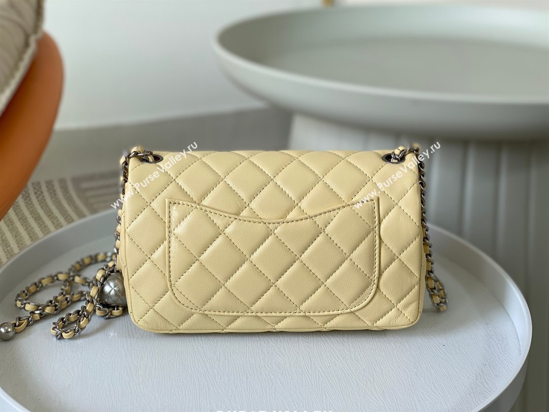 Chanel Lambskin Small Flap Bag with Metal Ball AS1787 Yellow/Silver 2024 (SM-24040206)