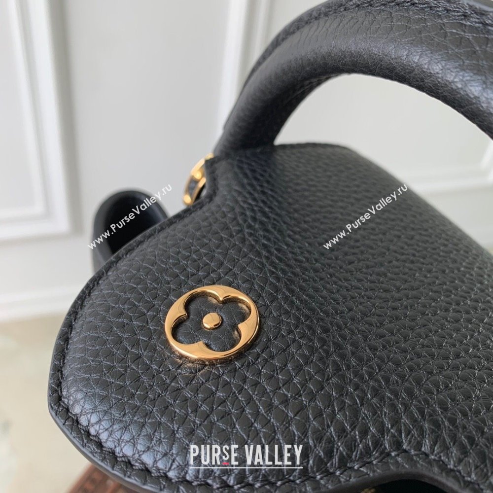 Louis Vuitton Capucines Mini Bag in Taurillon Leather M24727 Black 2024 (K-24090708)