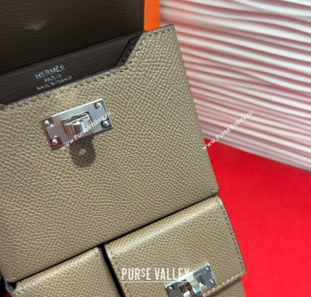 Hermes Kelly Multipocket To Go Pouch with Silver-Tone Hardware Grey 2025 (99-250618024)