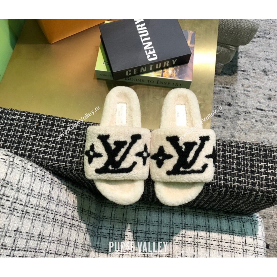 Louis Vuitton LV Wool Flat Slide Sandals White 2021 12 (MD-21080975)