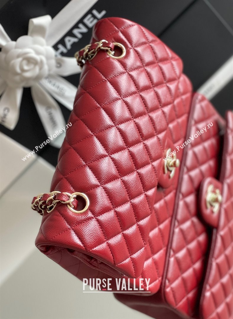 Chanel Grained Calfskin Medium Classic Flap Bag A01112 Burgundy/Light Gold 2023 Original Quality (MHE-23121808)