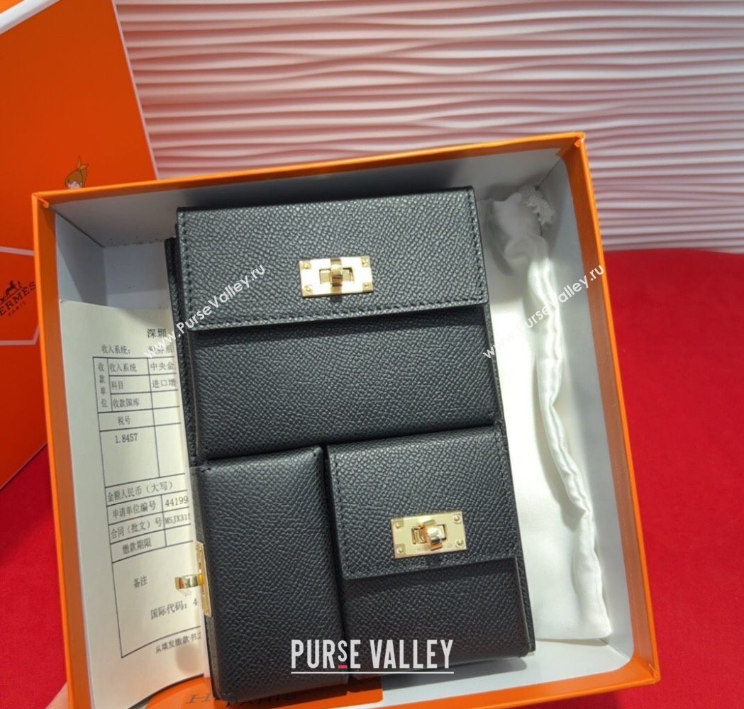 Hermes Kelly Multipocket To Go Pouch with Gold-Tone Hardware Black 2025 (99-250618025)