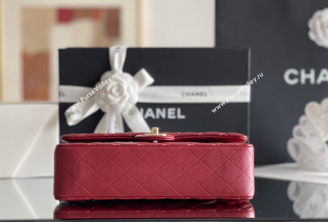 Chanel Grained Calfskin Medium Classic Flap Bag A01112 Burgundy/Light Gold 2023 Original Quality (MHE-23121808)