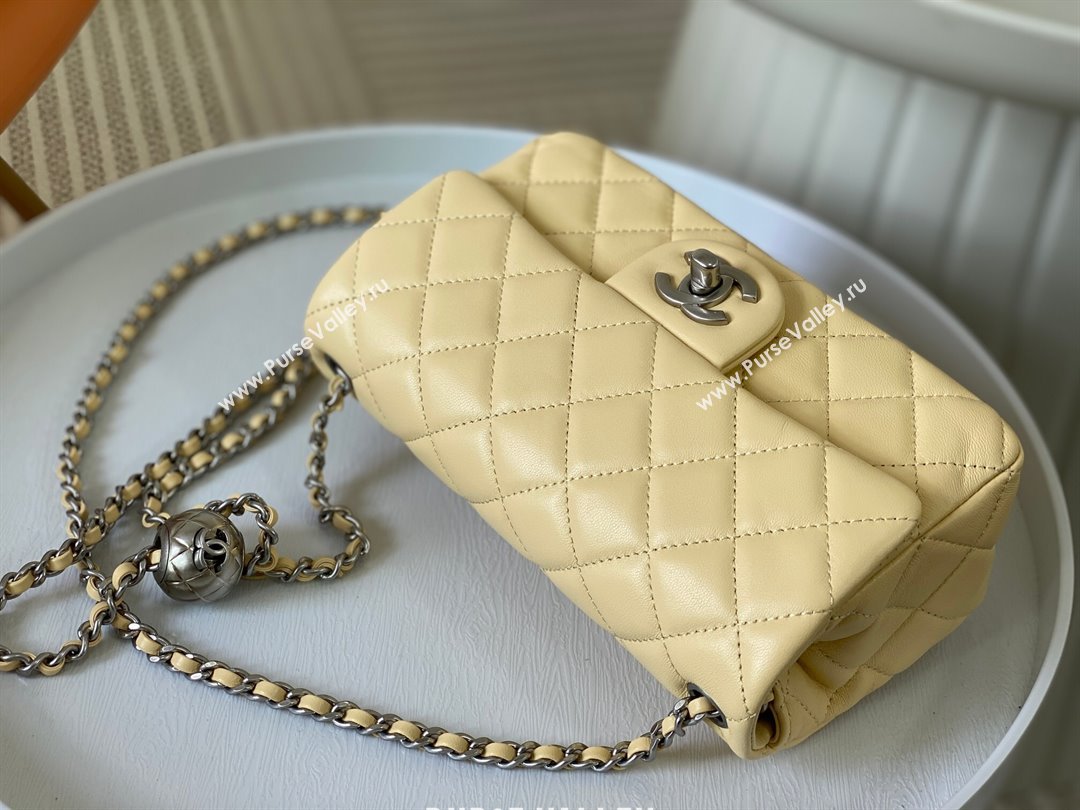 Chanel Lambskin Small Flap Bag with Metal Ball AS1787 Yellow/Silver 2024 (SM-24040206)