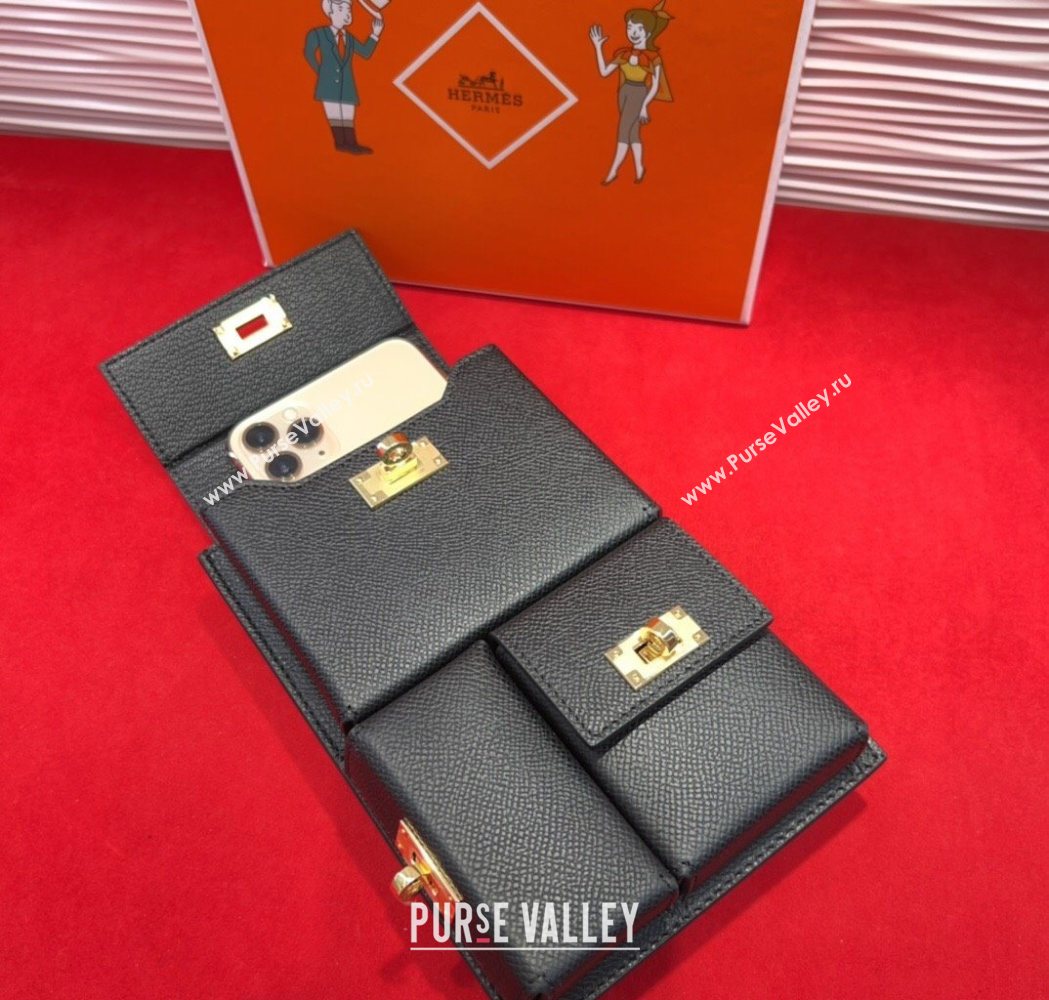 Hermes Kelly Multipocket To Go Pouch with Gold-Tone Hardware Black 2025 (99-250618025)