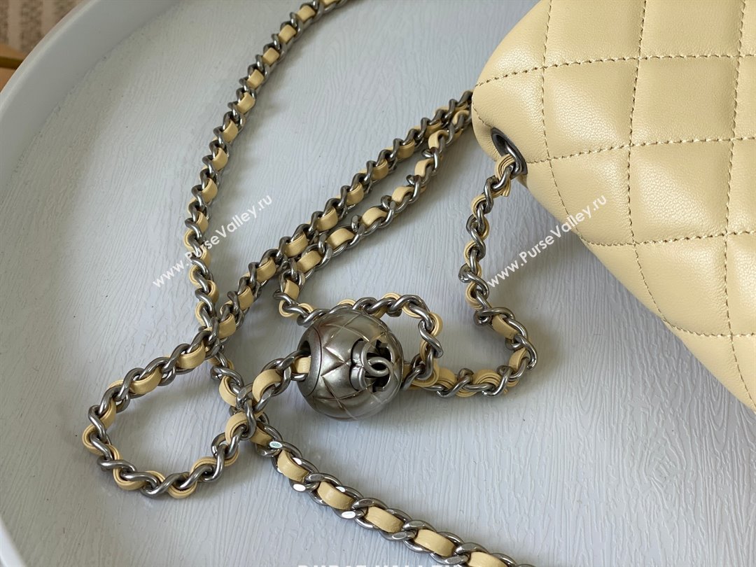 Chanel Lambskin Small Flap Bag with Metal Ball AS1787 Yellow/Silver 2024 (SM-24040206)