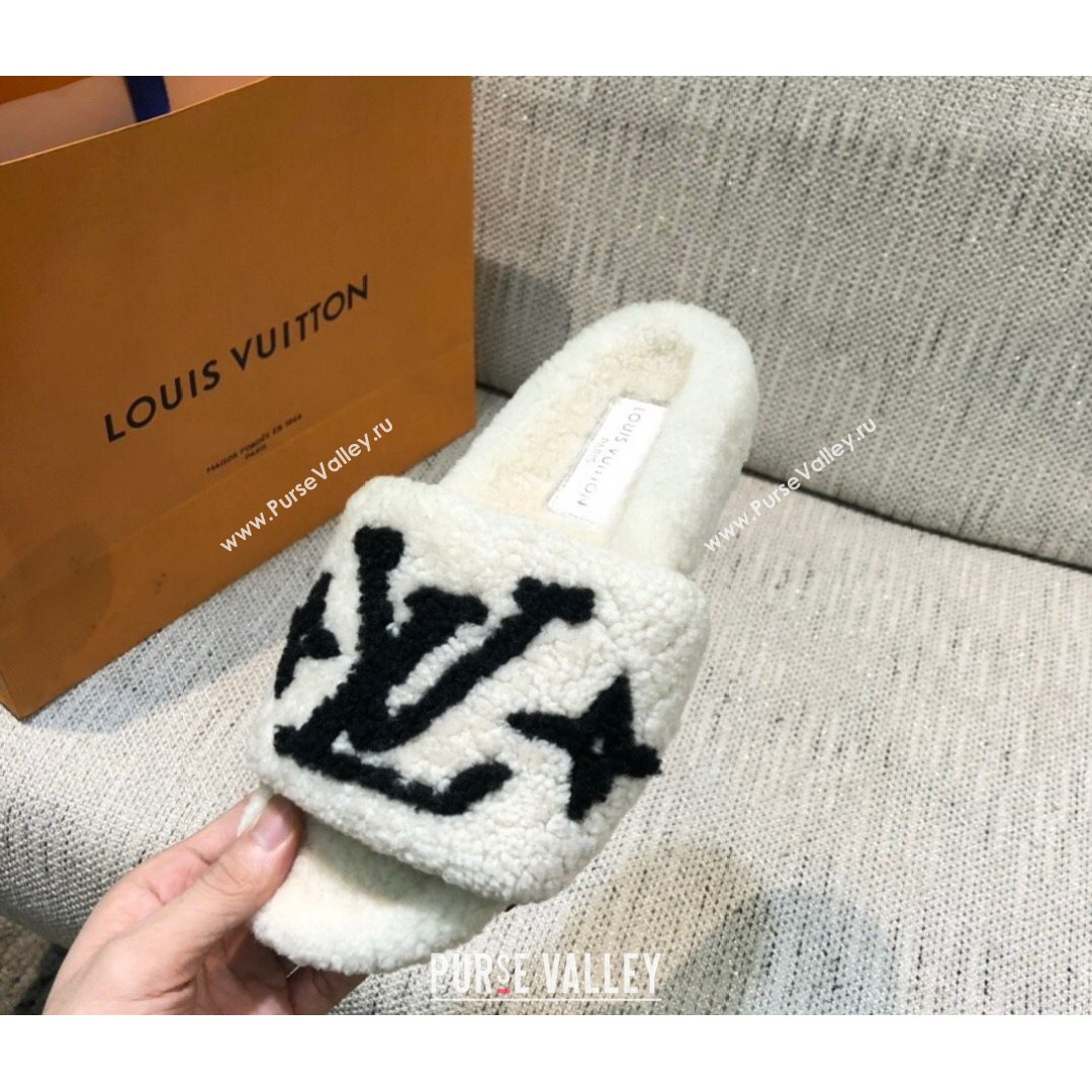 Louis Vuitton LV Wool Flat Slide Sandals White 2021 12 (MD-21080975)