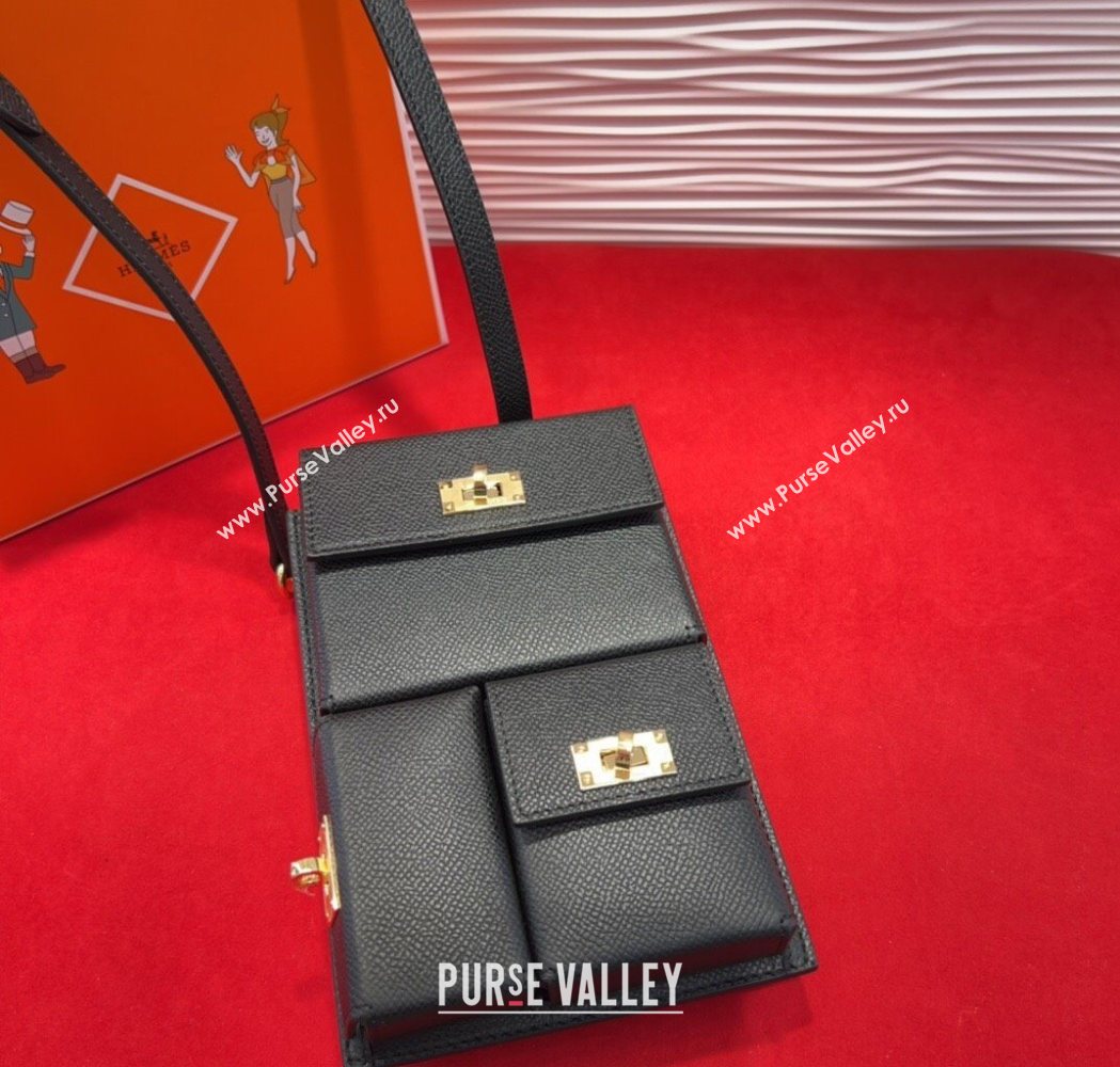 Hermes Kelly Multipocket To Go Pouch with Gold-Tone Hardware Black 2025 (99-250618025)