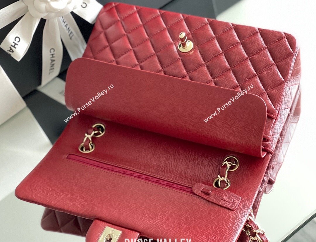 Chanel Grained Calfskin Medium Classic Flap Bag A01112 Burgundy/Light Gold 2023 Original Quality (MHE-23121808)