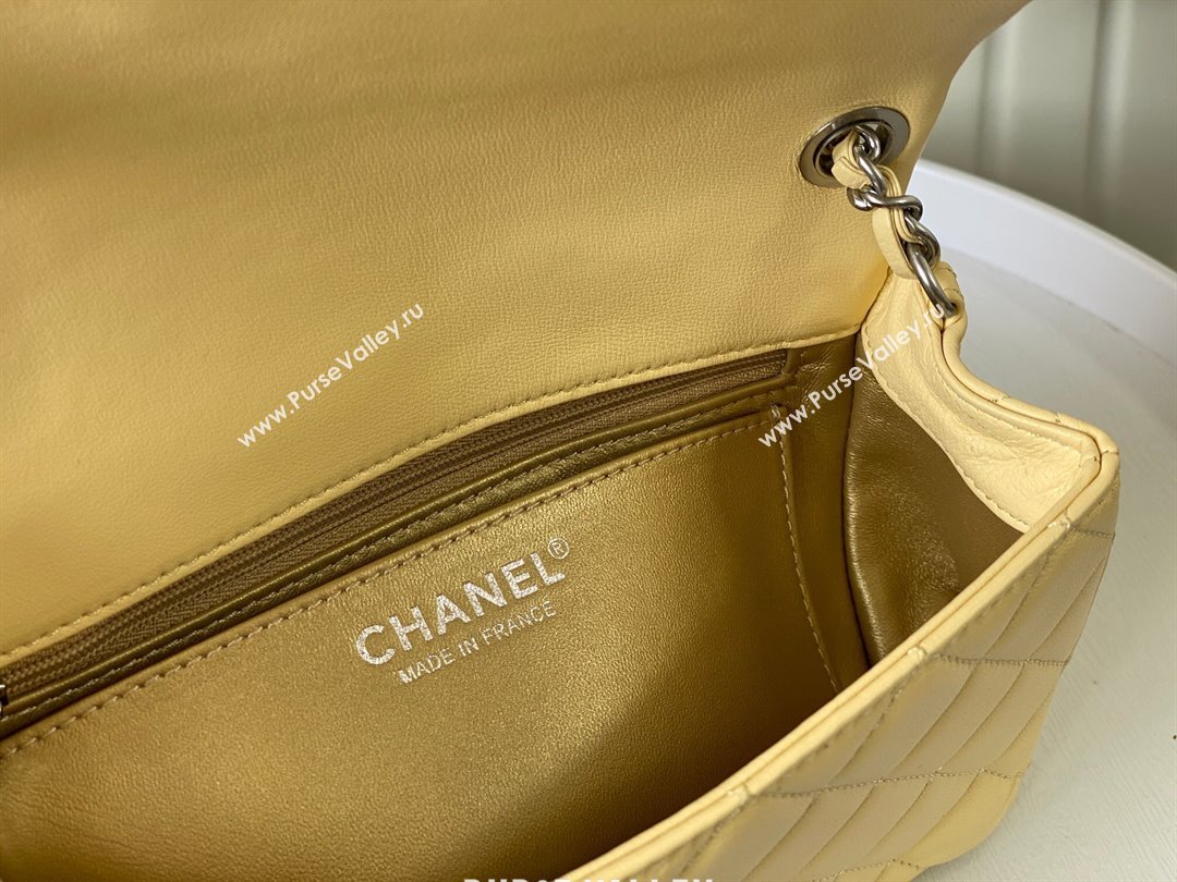 Chanel Lambskin Small Flap Bag with Metal Ball AS1787 Yellow/Silver 2024 (SM-24040206)