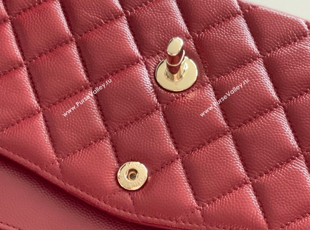 Chanel Grained Calfskin Medium Classic Flap Bag A01112 Burgundy/Light Gold 2023 Original Quality (MHE-23121808)