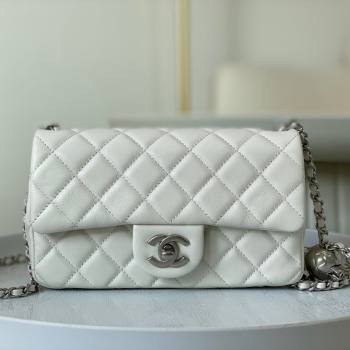 Chanel Lambskin Small Flap Bag with Metal Ball AS1787 White/Silver 2024 (SM-24040207)