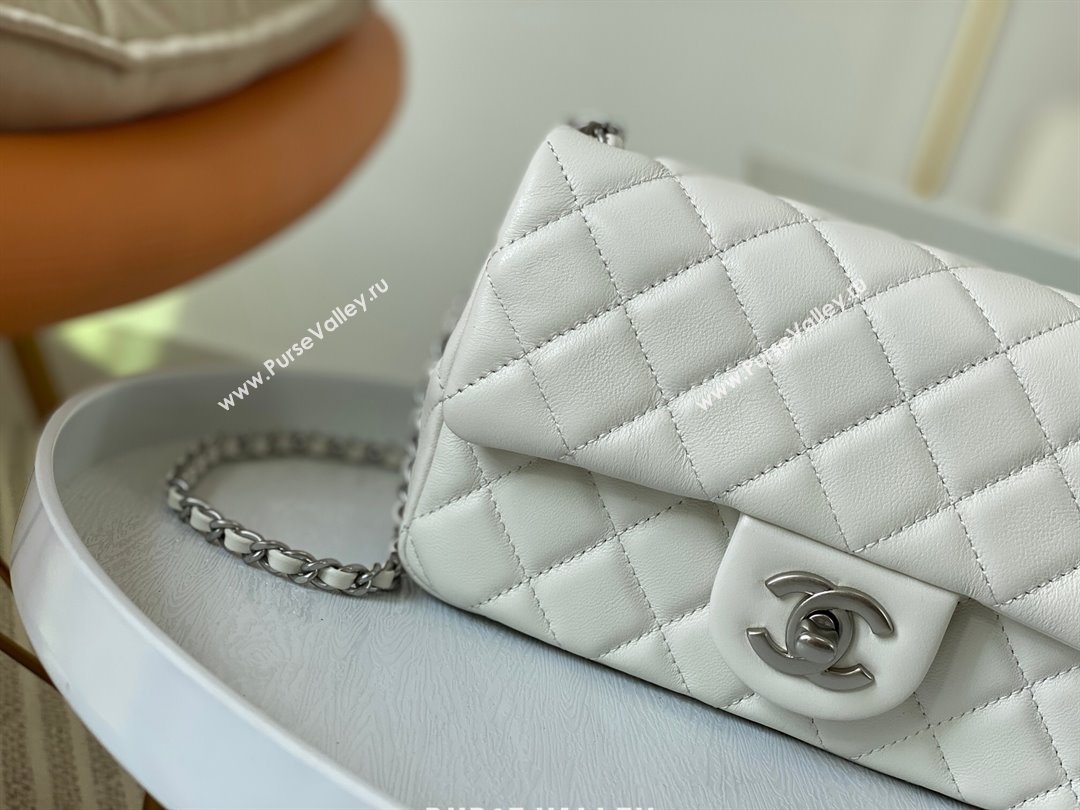 Chanel Lambskin Small Flap Bag with Metal Ball AS1787 White/Silver 2024 (SM-24040207)