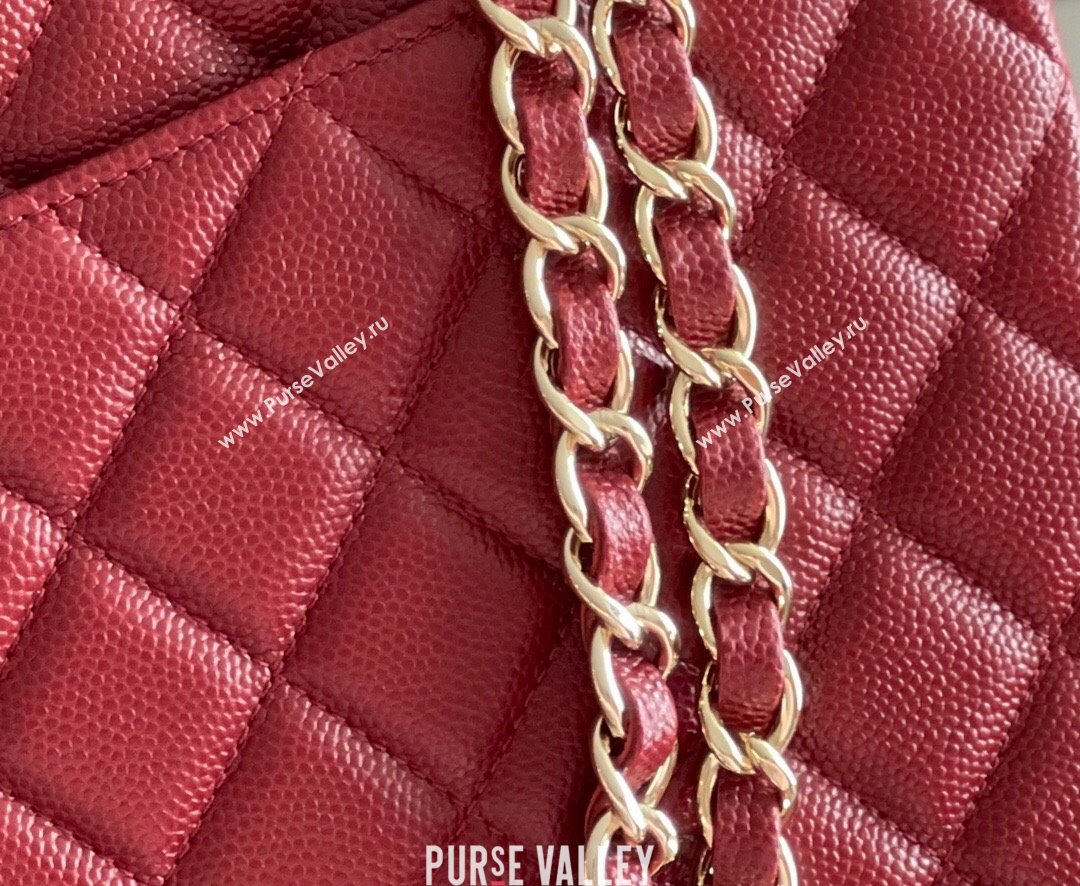 Chanel Grained Calfskin Medium Classic Flap Bag A01112 Burgundy/Light Gold 2023 Original Quality (MHE-23121808)