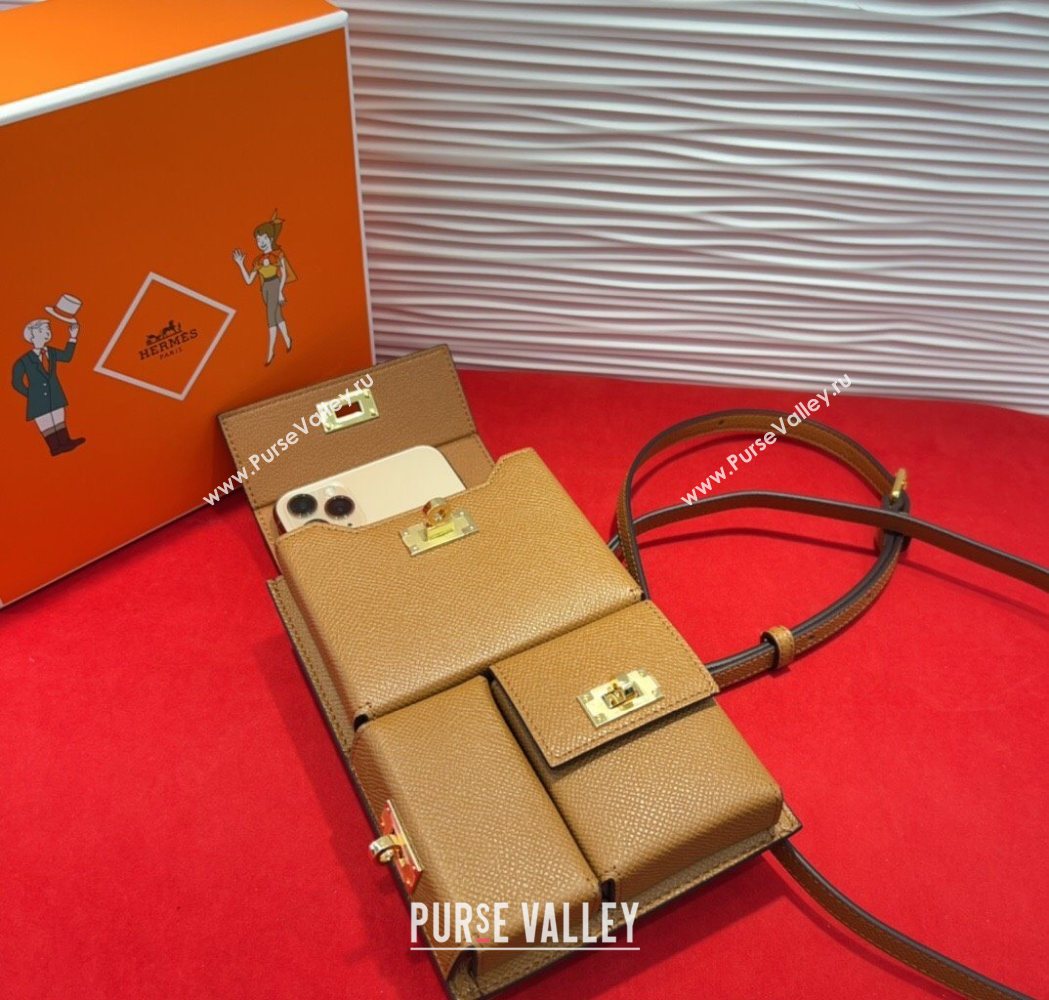 Hermes Kelly Multipocket To Go Pouch with Gold-Tone Hardware Brown 2025 (99-250618026)