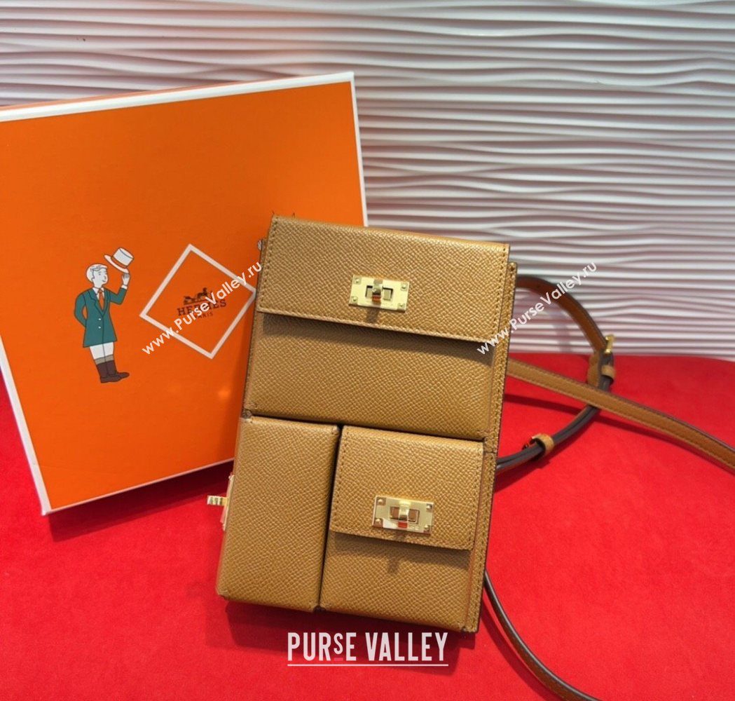 Hermes Kelly Multipocket To Go Pouch with Gold-Tone Hardware Brown 2025 (99-250618026)