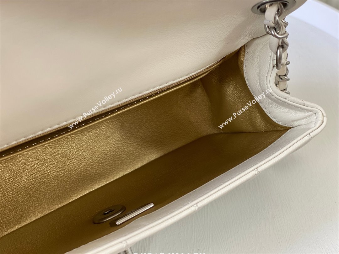 Chanel Lambskin Small Flap Bag with Metal Ball AS1787 White/Silver 2024 (SM-24040207)