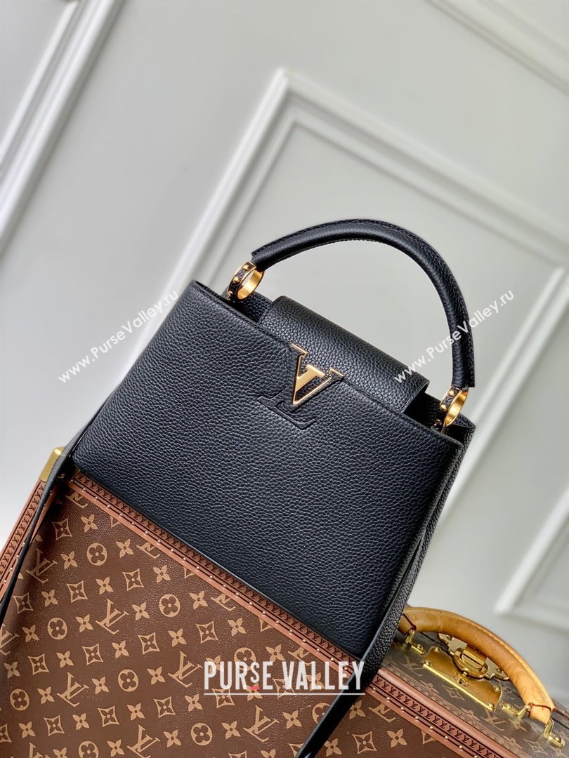 Louis Vuitton Capucines MM Bag in Taurillon Leather M24727 Black 2024 (K-24090710)