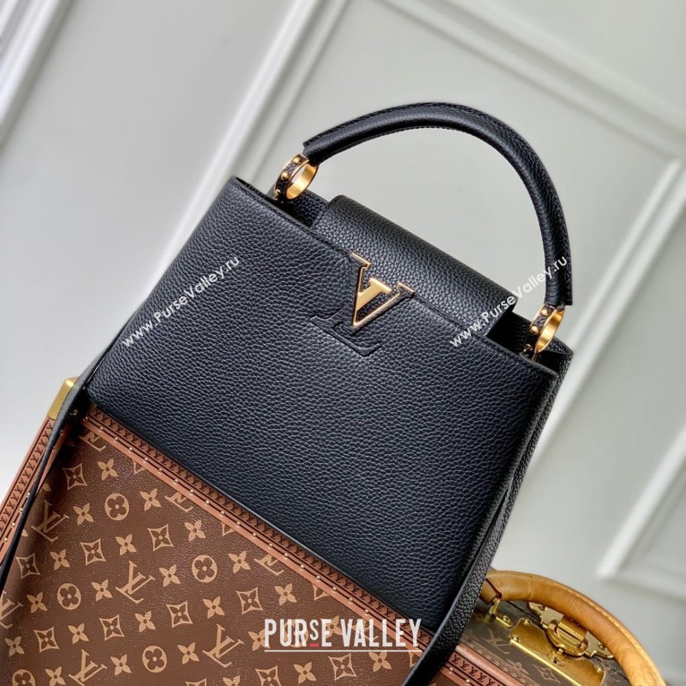 Louis Vuitton Capucines MM Bag in Taurillon Leather M24727 Black 2024 (K-24090710)