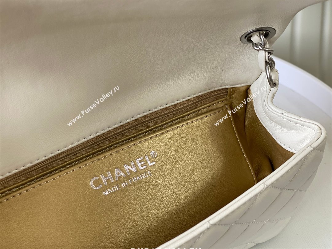 Chanel Lambskin Small Flap Bag with Metal Ball AS1787 White/Silver 2024 (SM-24040207)