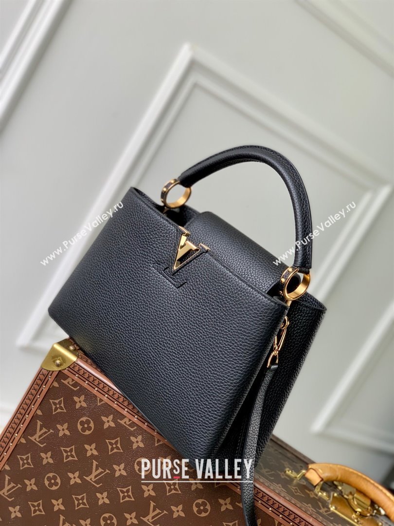 Louis Vuitton Capucines MM Bag in Taurillon Leather M24727 Black 2024 (K-24090710)