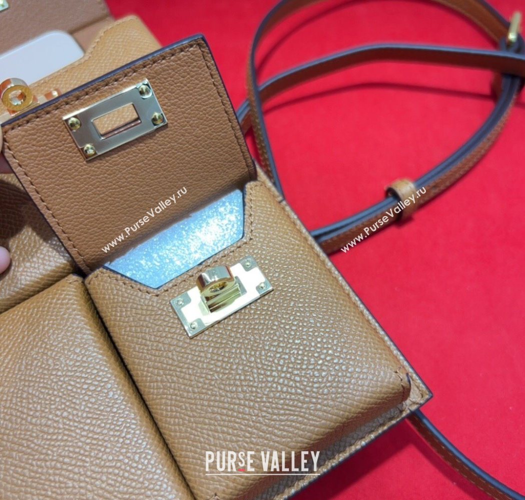 Hermes Kelly Multipocket To Go Pouch with Gold-Tone Hardware Brown 2025 (99-250618026)