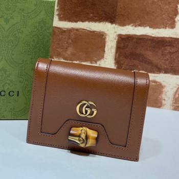 Gucci Diana Bamboo Card Case Wallet ‎658244 Brown 2021 (DLH-21090345)