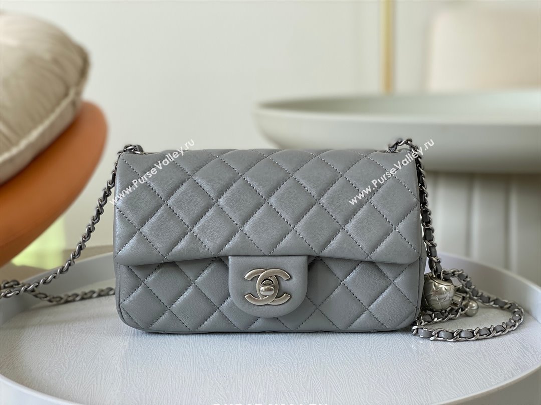 Chanel Lambskin Small Flap Bag with Metal Ball AS1787 Grey/Silver 2024 (SM-24040208)
