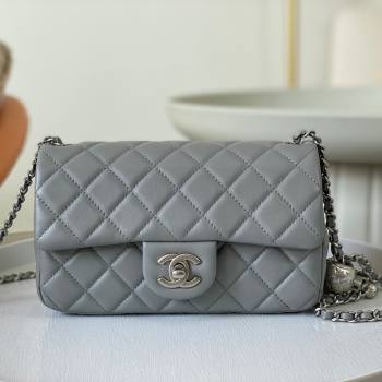 Chanel Lambskin Small Flap Bag with Metal Ball AS1787 Grey/Silver 2024 (SM-24040208)