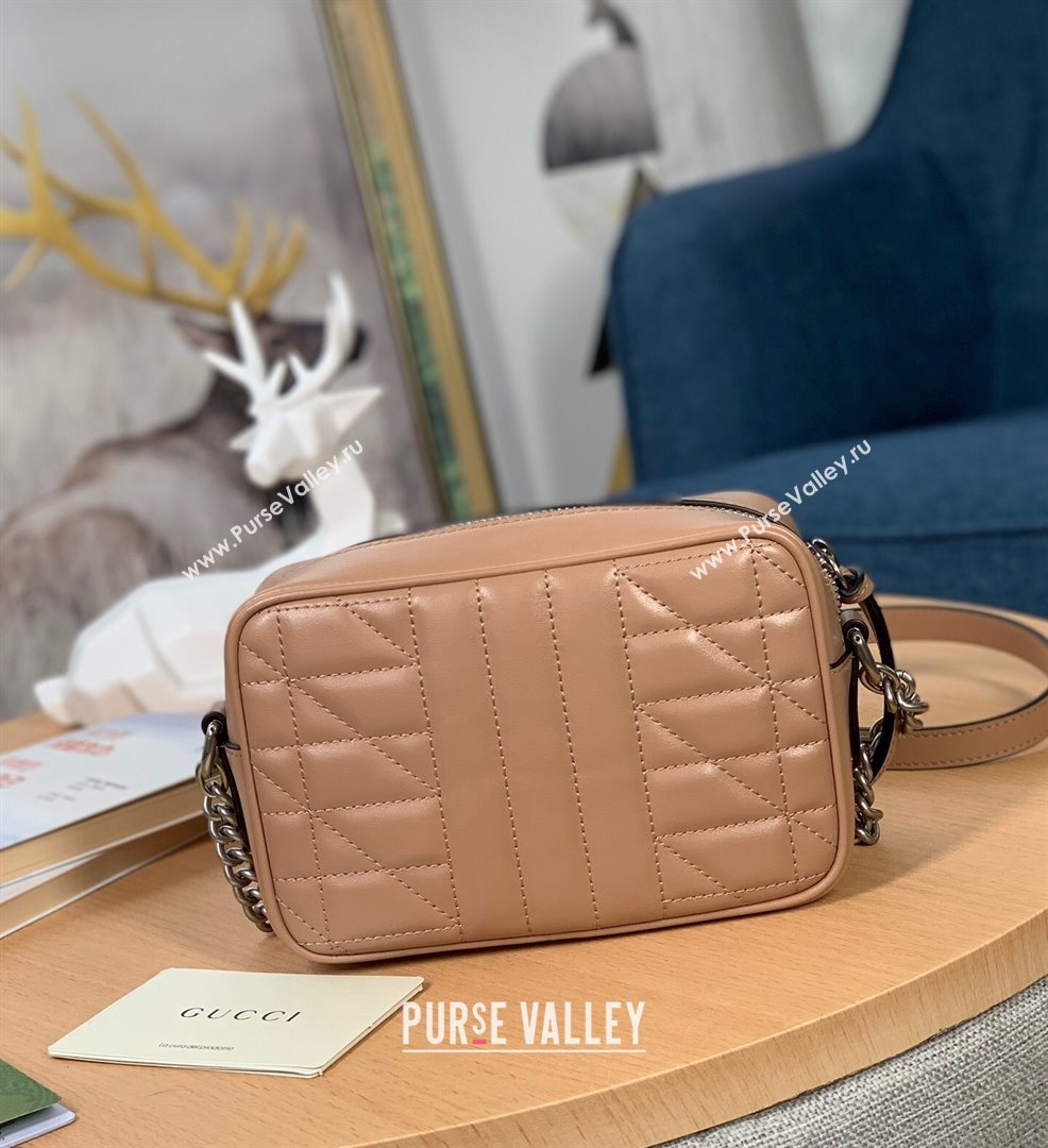 Gucci GG Marmont Geometric Leather Mini Shoulder Bag 634936 Rose Beige 2021 (DLH-21101549)