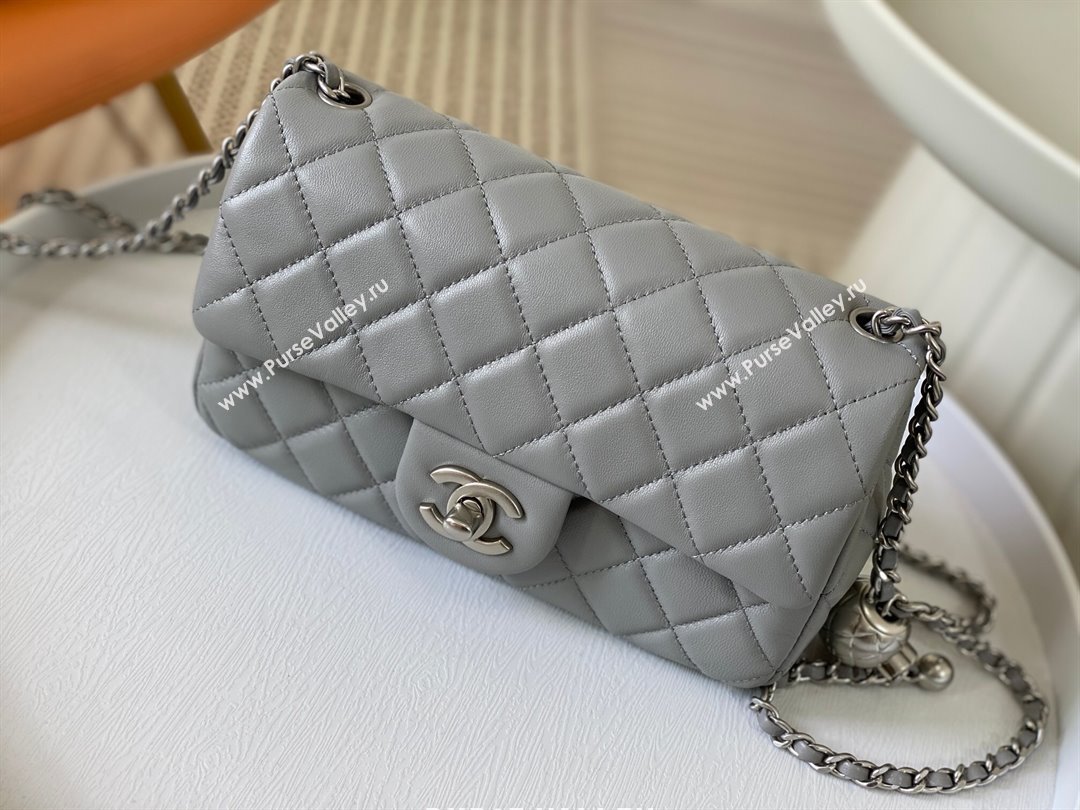 Chanel Lambskin Small Flap Bag with Metal Ball AS1787 Grey/Silver 2024 (SM-24040208)