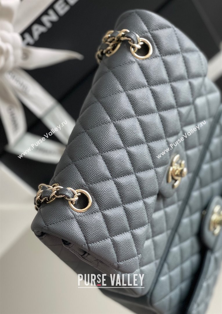 Chanel Grained Calfskin Small Classic Flap Bag A01113 Dark Grey/Light Gold 2023 Original Quality (MHE-23121810)