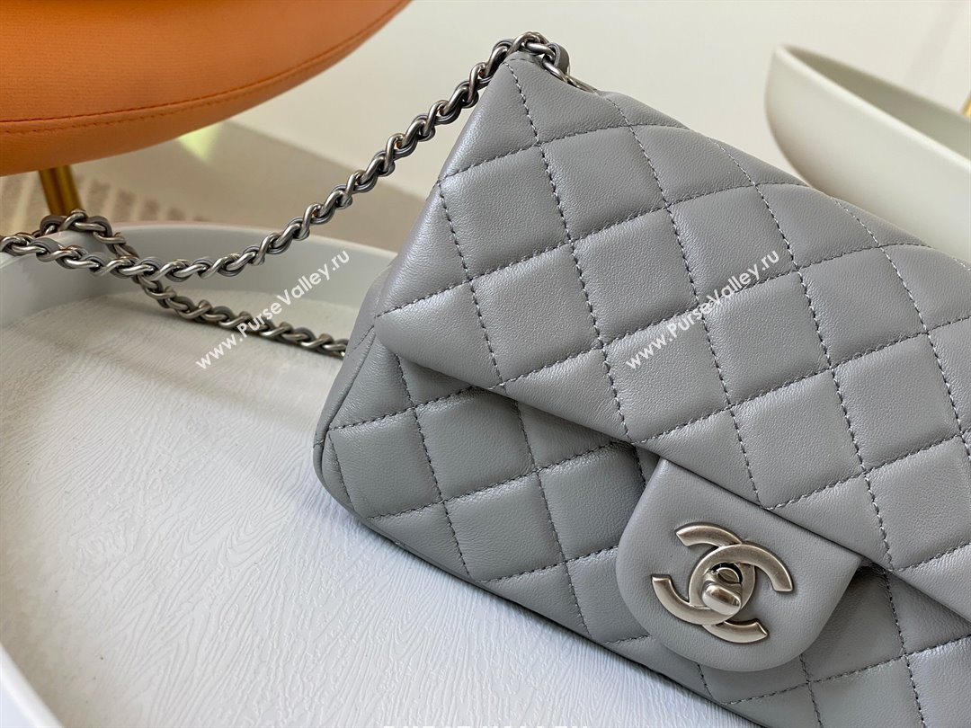 Chanel Lambskin Small Flap Bag with Metal Ball AS1787 Grey/Silver 2024 (SM-24040208)