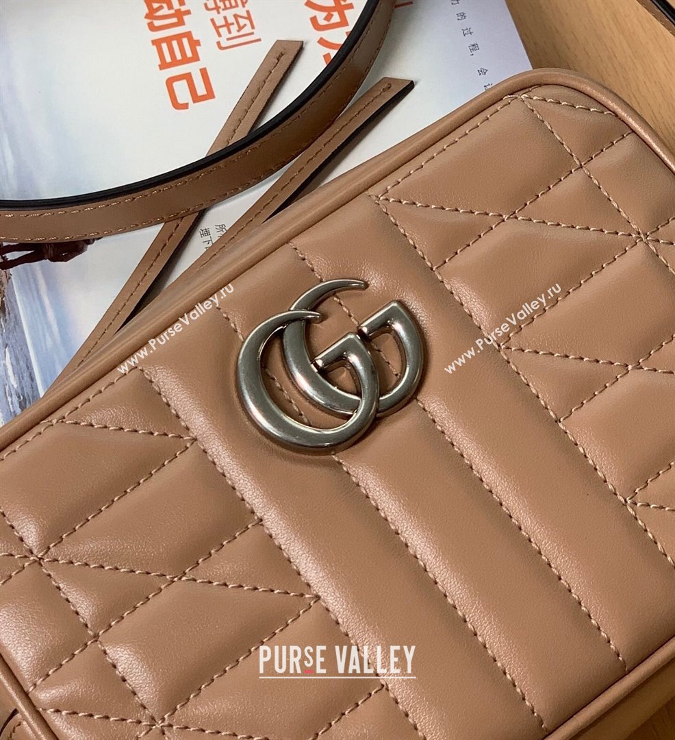 Gucci GG Marmont Geometric Leather Mini Shoulder Bag 634936 Rose Beige 2021 (DLH-21101549)