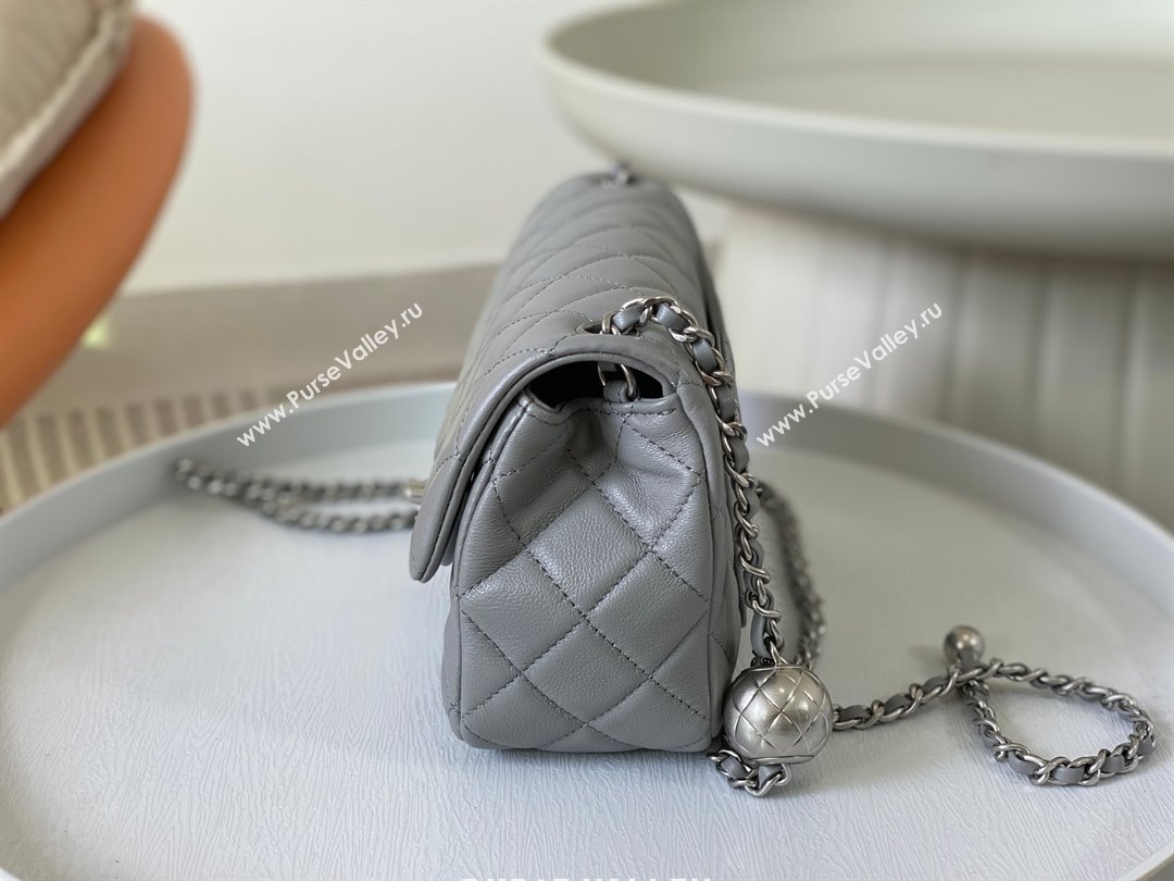 Chanel Lambskin Small Flap Bag with Metal Ball AS1787 Grey/Silver 2024 (SM-24040208)